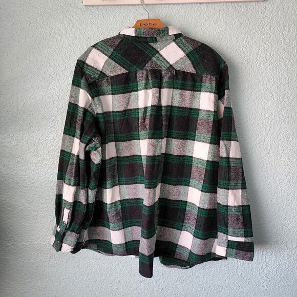 NATURAL 100% cotton plaid farmcore button down shirt jacket - Picture 3 of 8